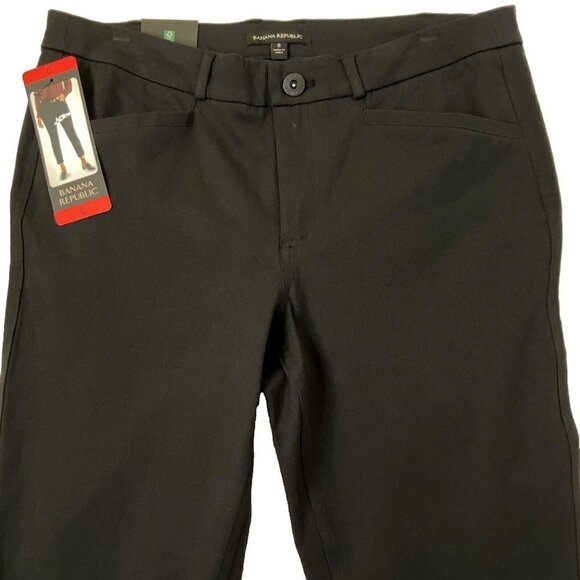 Banana Republic Slim Straight Cropped Pant Slacks Womens size 8 Stretch Black - Picture 3 of 9
